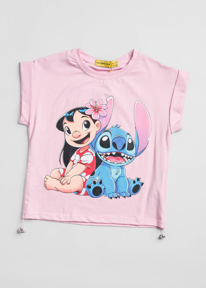 Kids Girl Stitch Printed T-Shirt - Image 1