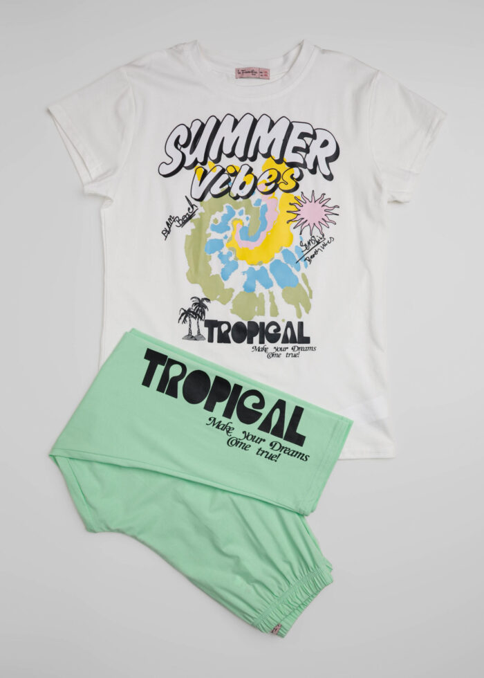 Kids Girl "Summer Vibes" Printed Two-Pieces Pajama - Image 1