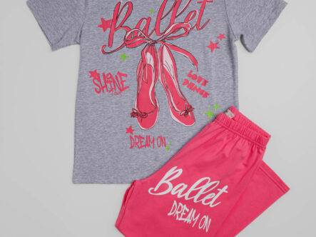 Kids Girl "Ballet" Printed Two-Pieces Pajama