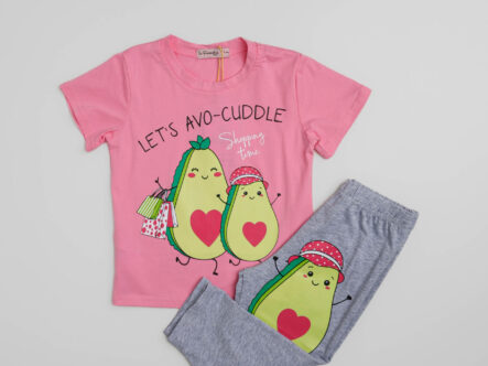 بيجامة أطفال بيبي بناتي قطعتين بطباعة "Let's Avo-Cuddle"