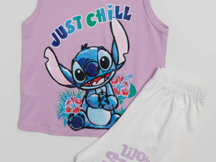 بيجامة أطفال بيبي بناتي قطعتين بطباعة "Lilo & Stitch"