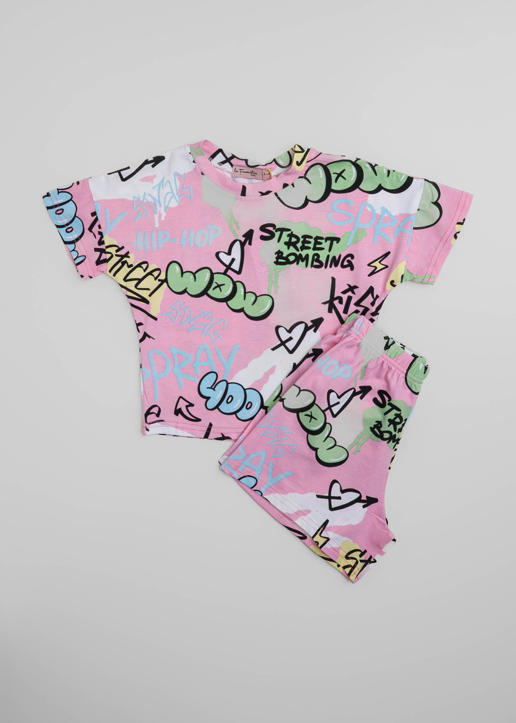 6125624059415-a بيجامة أطفال بيبي بناتي قطعتين بكتابات مطبوعة - الصورة 1