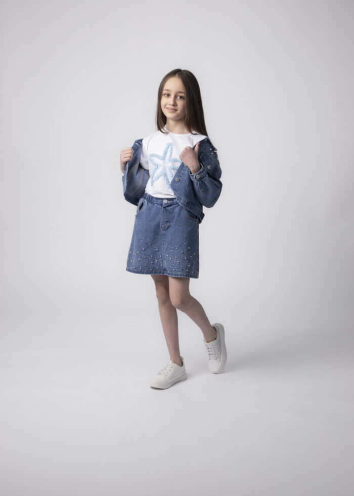 Kids Girl Star Printed T-Shirt - Image 1