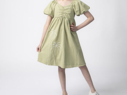 Kids Girl Embroidery Decor Short Dress