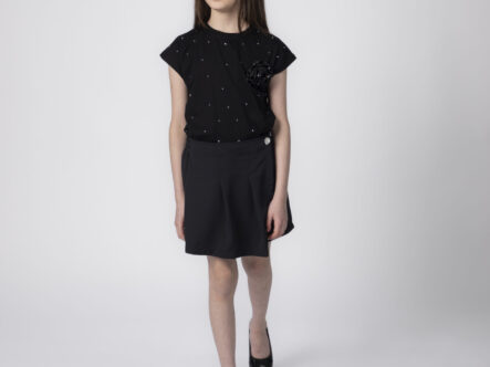 Kids Girl Strass with Flower Decor T-Shirt