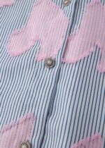 Women Striped with Patches Decor Shirt - Image 3