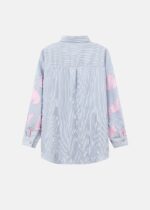 Women Striped with Patches Decor Shirt - Image 9