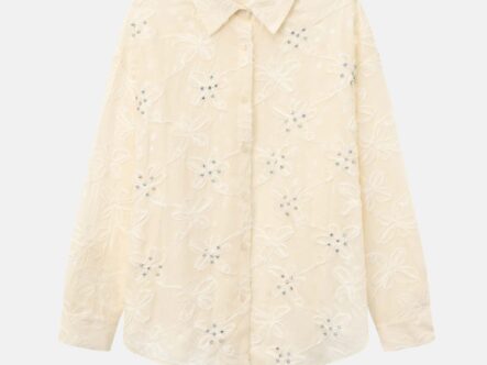 Women Floral with Strass Decor Shirt