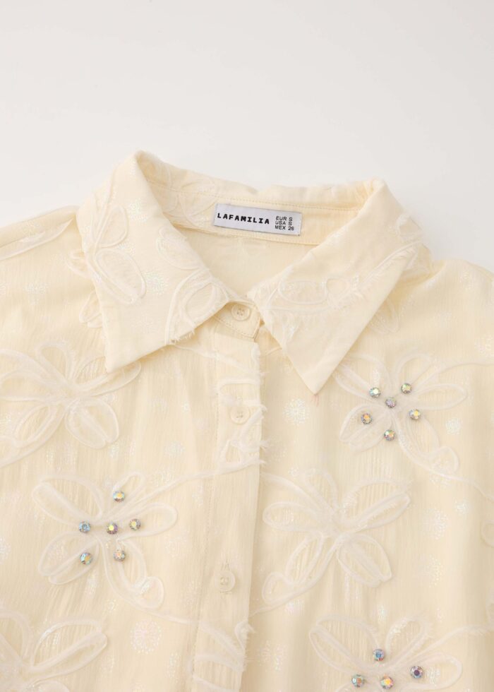 Women Floral with Strass Decor Shirt - Image 2