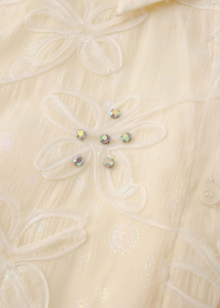 Women Floral with Strass Decor Shirt - Image 3
