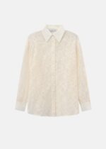 Women Embroidery with Beads Decor Shirt