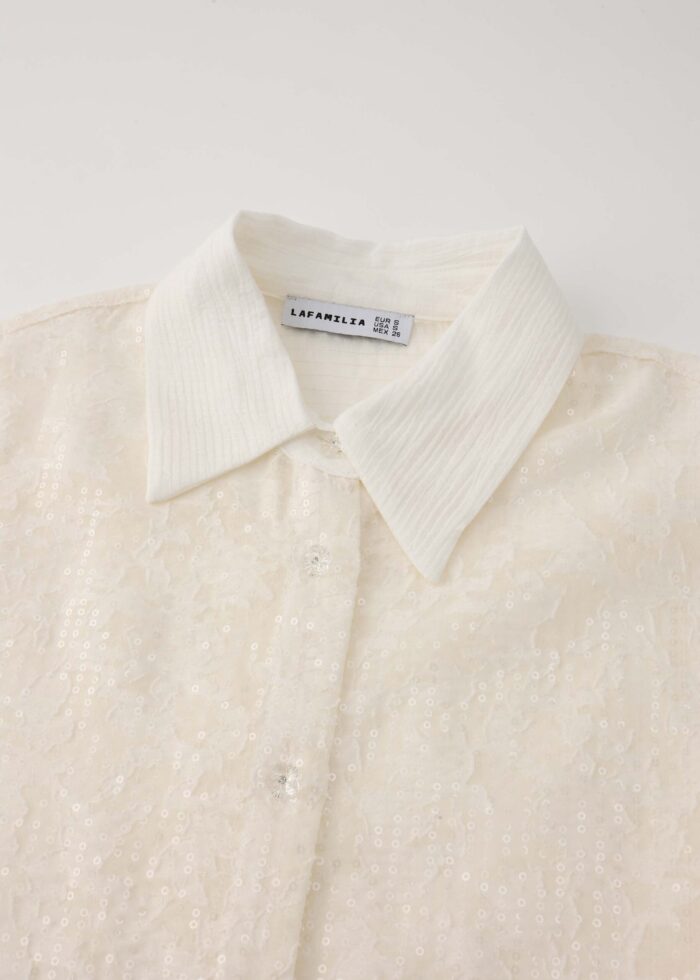 Women Embroidery with Beads Decor Shirt - Image 2