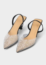 ⁦صندل نسائي كعب مزين باللؤلؤ والستراس⁩ - الصورة ⁦2⁩