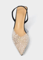 ⁦صندل نسائي كعب مزين باللؤلؤ والستراس⁩ - الصورة ⁦3⁩