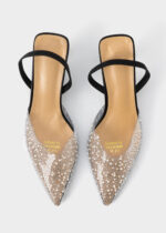 ⁦صندل نسائي كعب مزين باللؤلؤ والستراس⁩ - الصورة ⁦4⁩