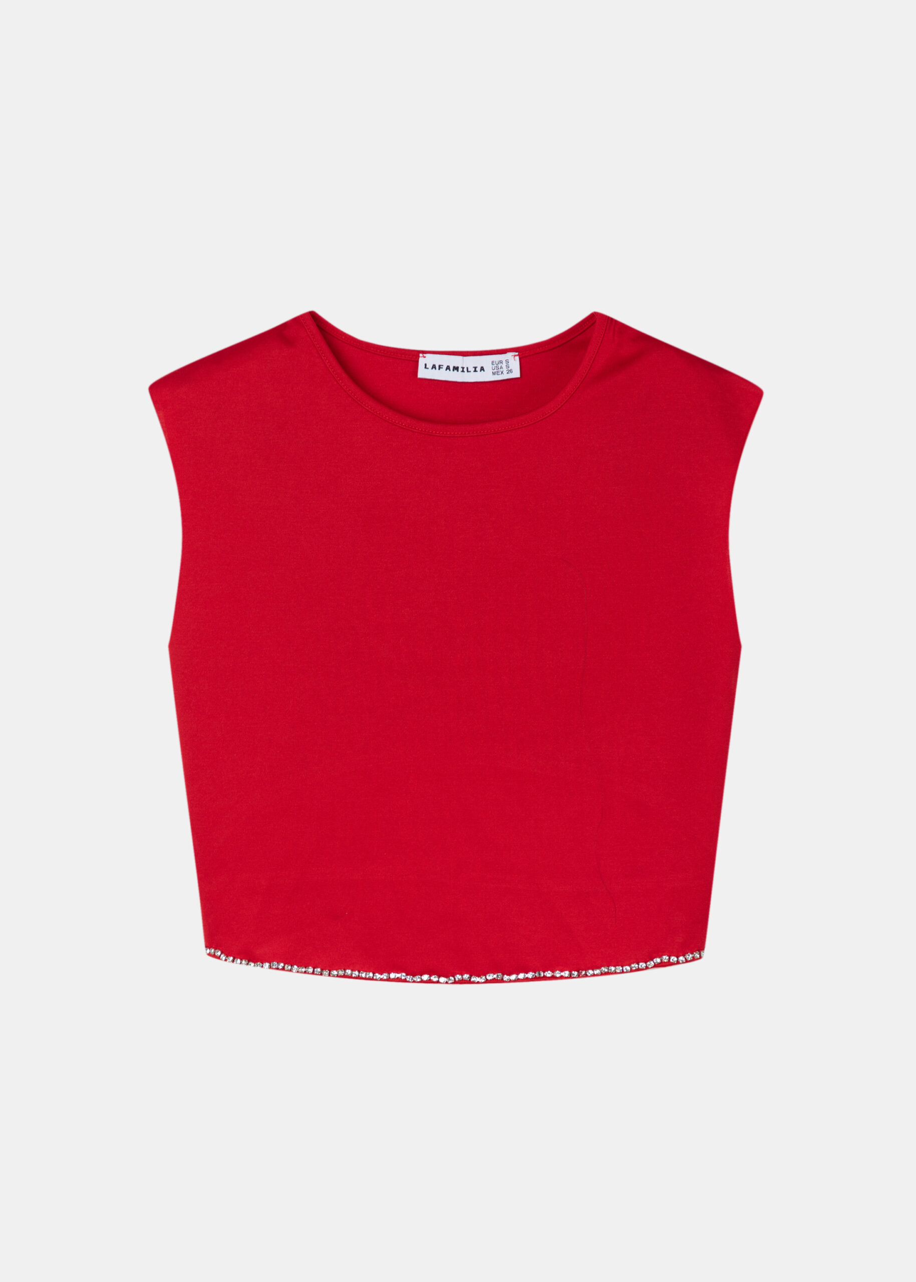 6125216022112-a Women Strass Decor Blouse - Image 1