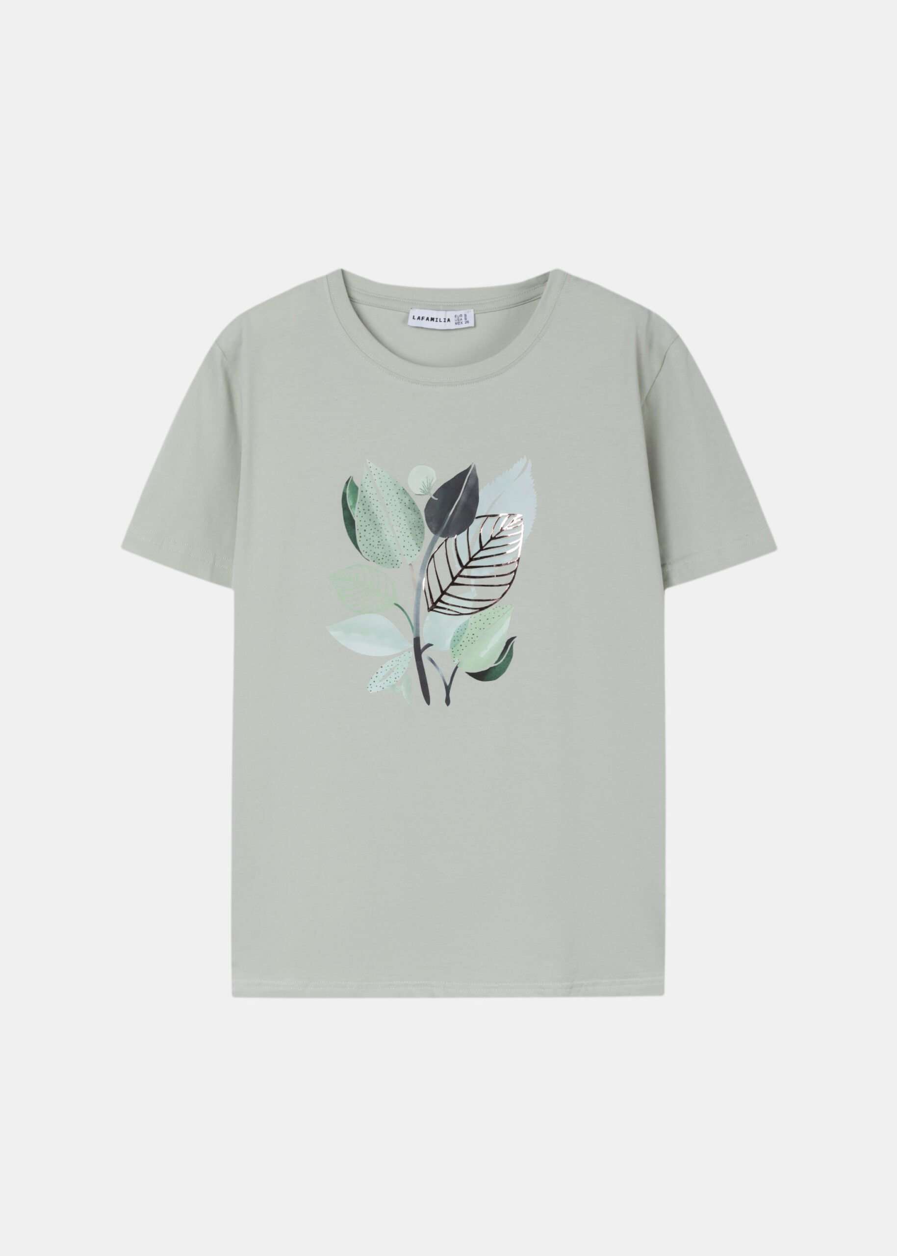 6125216041422-a Women Leaves Printed T-Shirt - Image 1