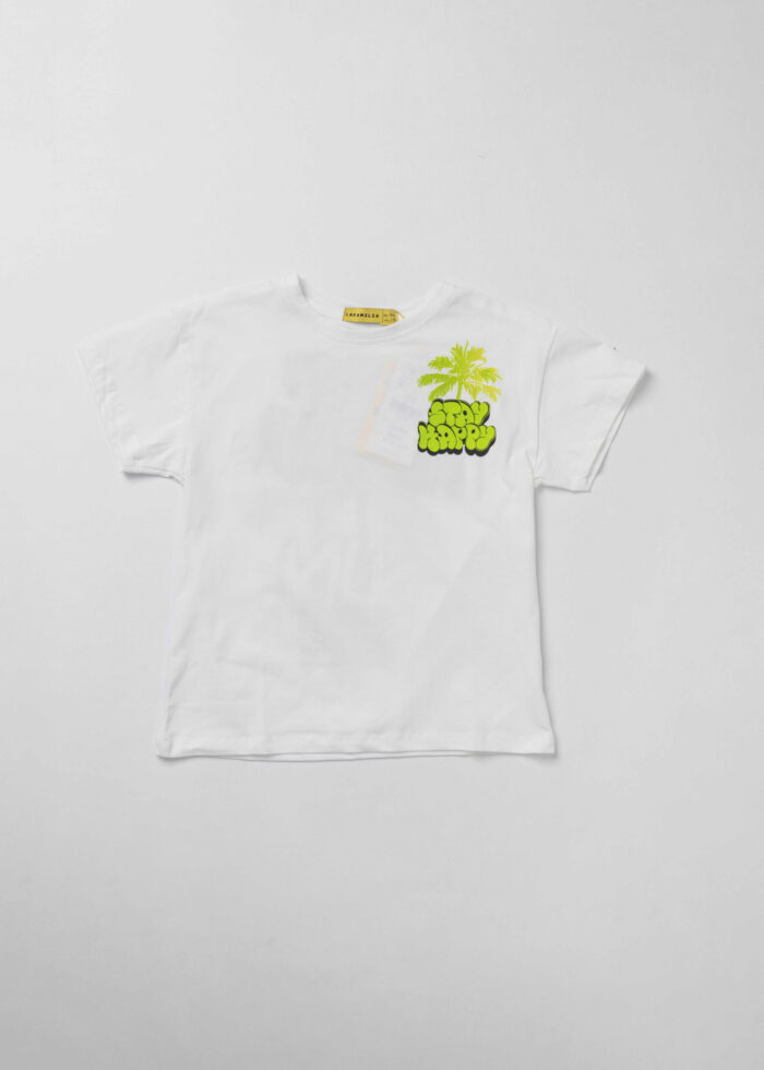 Kids Boy "Stay Happy" Printed T-Shirt - Image 1