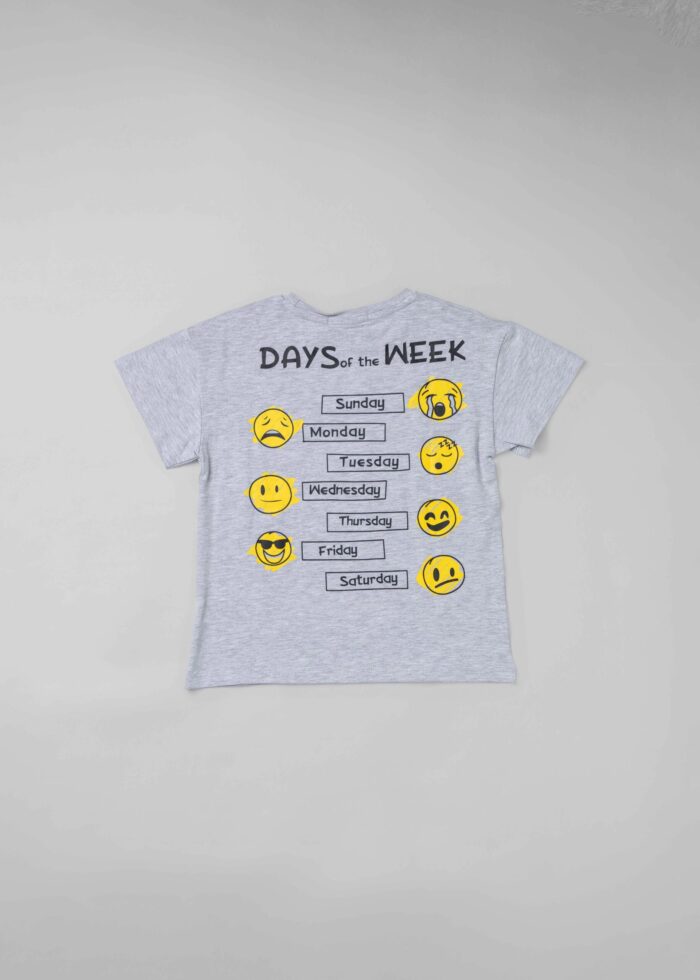 Kids Boy "Days of the Week" Smiley Faces Printed T-Shirt - Image 2