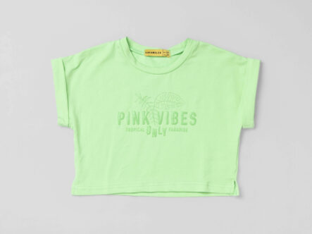 Kids Girl "Pink Vibes" Printed Cropped T-Shirt