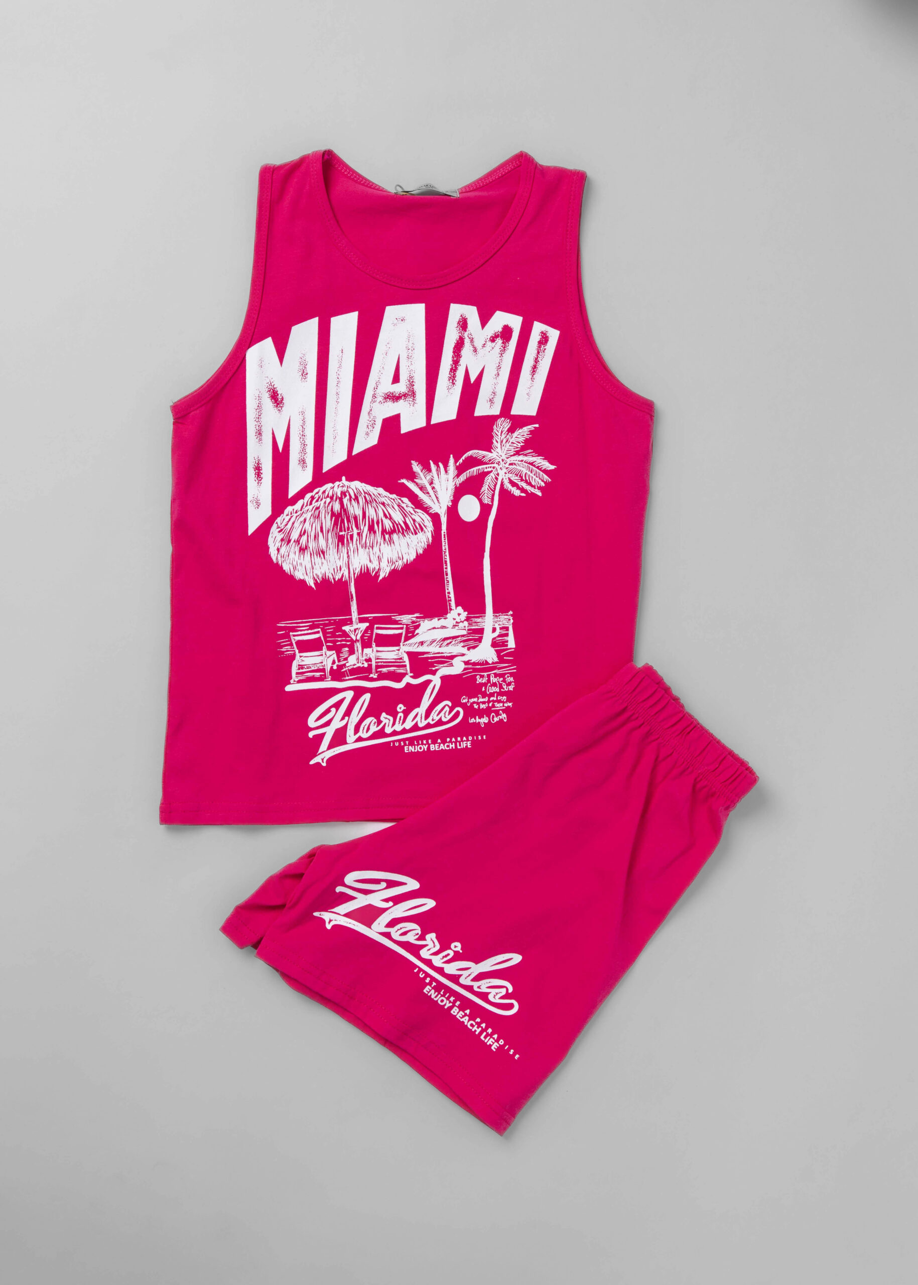 6125424058414-a بيجامة أطفال بناتي قطعتين بطباعة "Miami" - الصورة 1