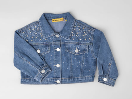 جاكيت أطفال بيبي بناتي جينز مزين بالستراس