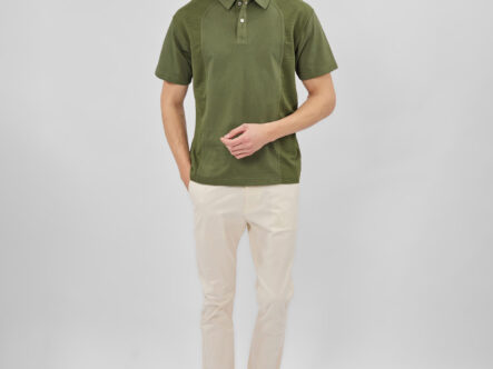 Men Striped Fabric Polo Shirt