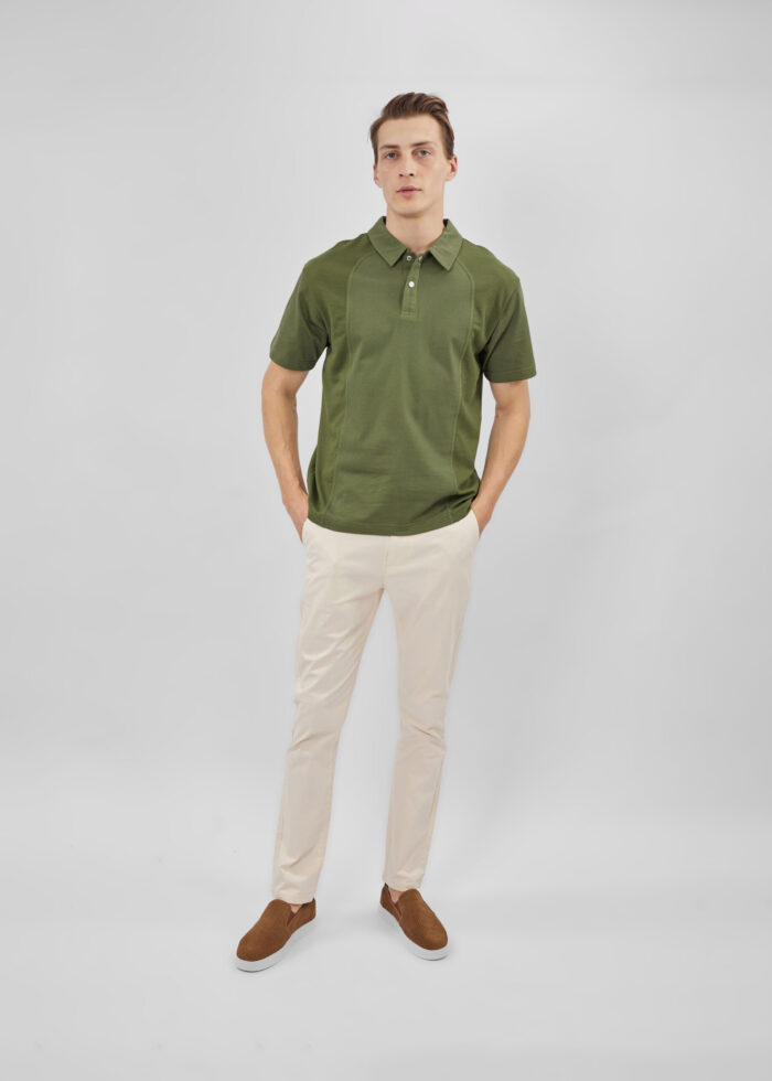 Men Striped Fabric Polo Shirt - Image 2