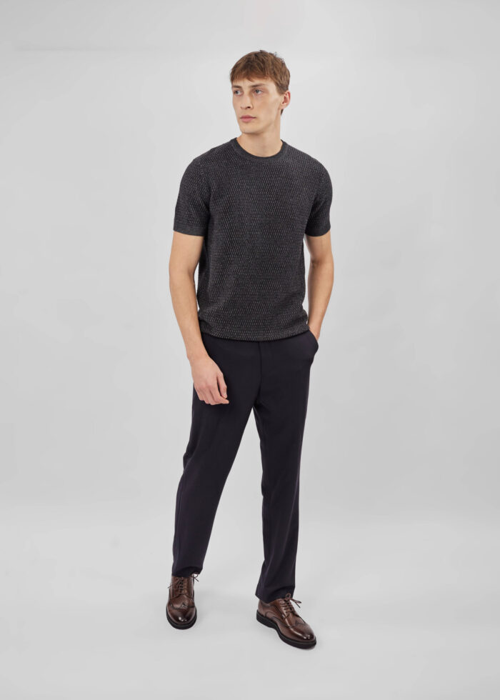 Men Knitted Patterned T-Shirt - Image 1