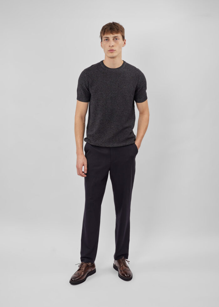 Men Knitted Patterned T-Shirt - Image 2