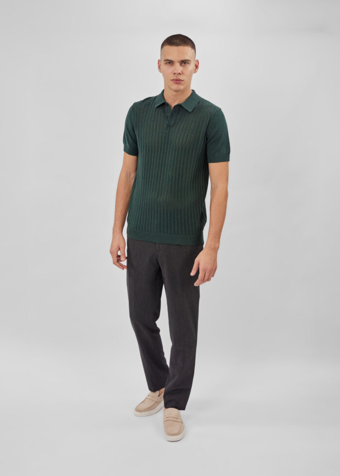 Men Knitted Striped T-Shirt - Image 1