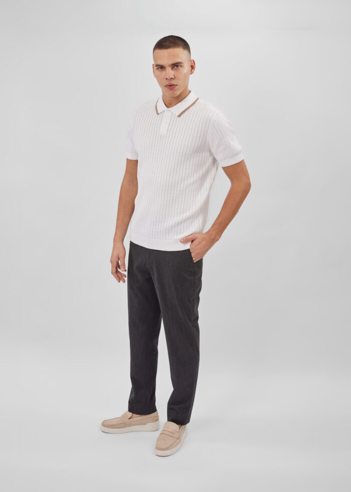 Men Knitted Striped T-Shirt - Image 1