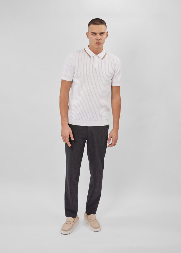 Men Knitted Striped T-Shirt - Image 2