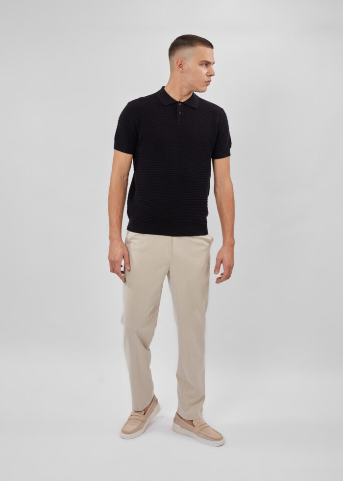 Men Knitted Striped T-Shirt - Image 2