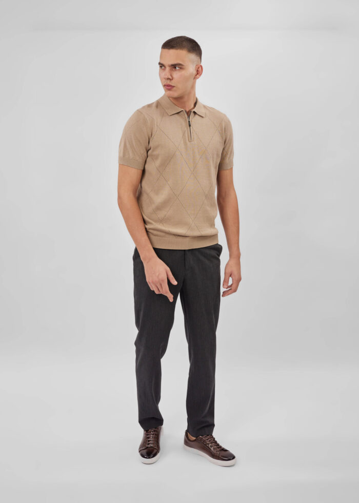 Men Knitted Patterned T-Shirt - Image 1