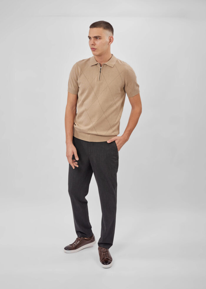 Men Knitted Patterned T-Shirt - Image 2