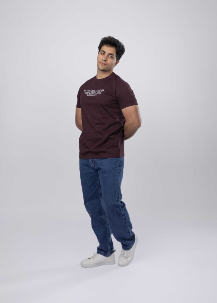Men "In the Quietude of Simplicity, Find Serenity" Printed T-Shirt - Image 2
