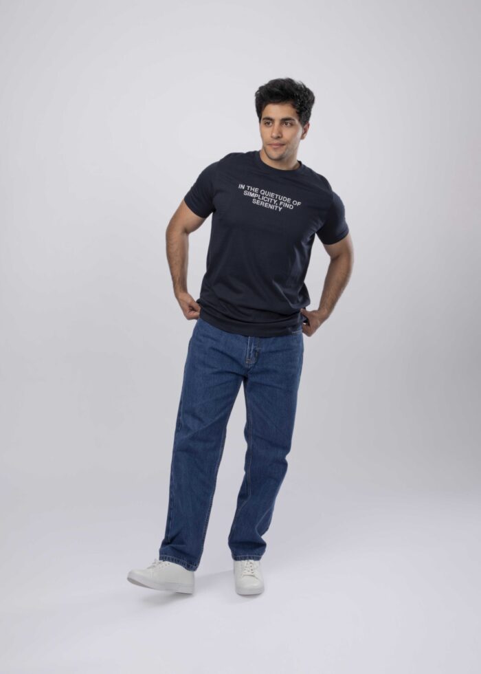 Men "In the Quietude of Simplicity, Find Serenity" Printed T-Shirt - Image 1