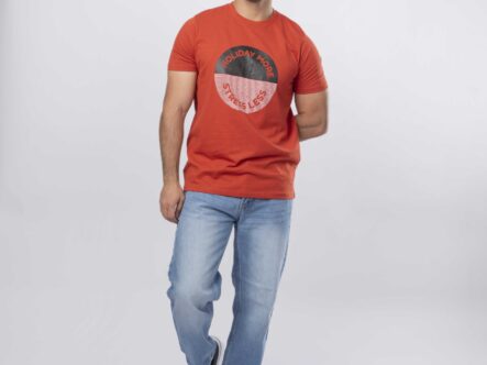 Men "Holiday More, Stress Less" Printed T-Shirt