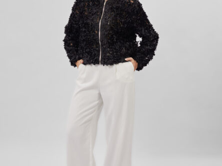 Women Tulle Flowers Decor Jacket