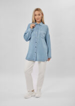 ⁦قميص جينز نسائي سادة⁩ - الصورة ⁦2⁩