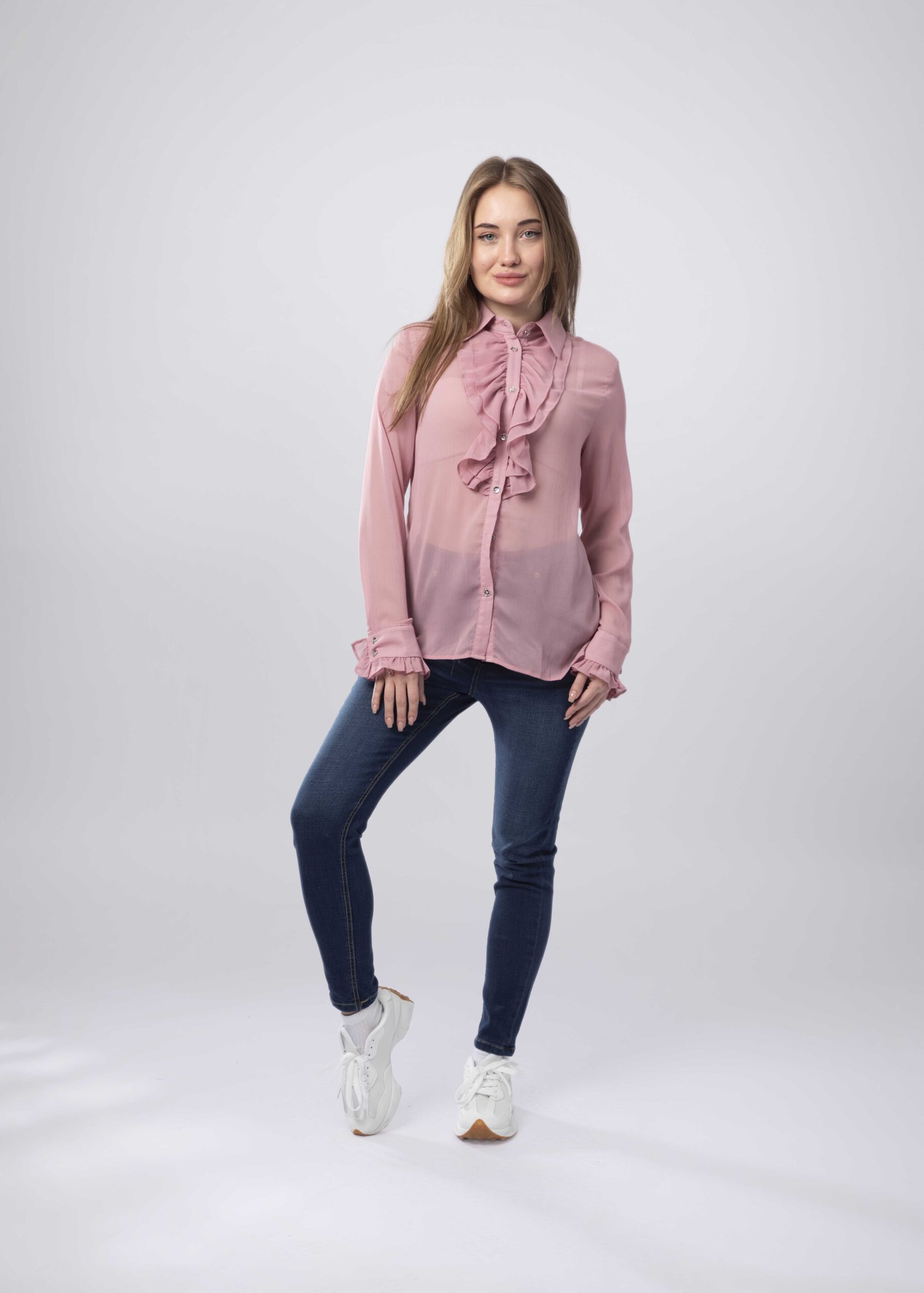 6125204045013-a قميص نسائي مزين بكشكش - الصورة 1