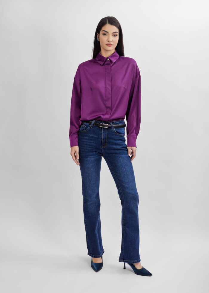 Women Satin Plain Shirt - Image 1