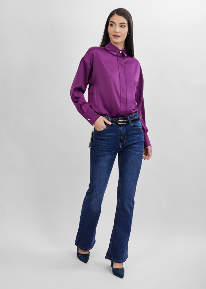 Women Satin Plain Shirt - Image 2