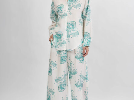 بنطلون نسائي معرق واسع