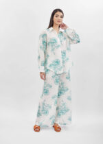 ⁦بنطلون نسائي معرق واسع⁩ - الصورة ⁦2⁩