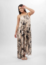 ⁦فستان نسائي كسرات طويل معرق⁩ - الصورة ⁦2⁩