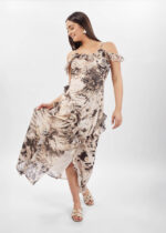 ⁦فستان نسائي طويل معرق⁩ - الصورة ⁦2⁩