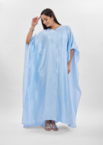 فستان نسائي طويل بنسيج لامع