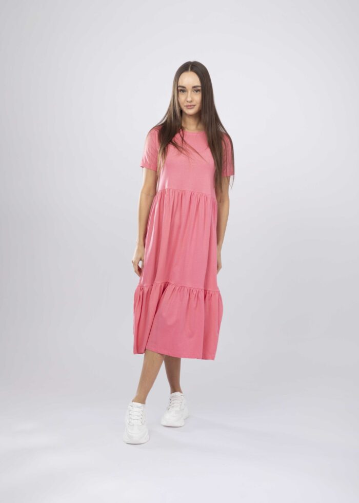 Women Ruffled Plain Dress - Image 1